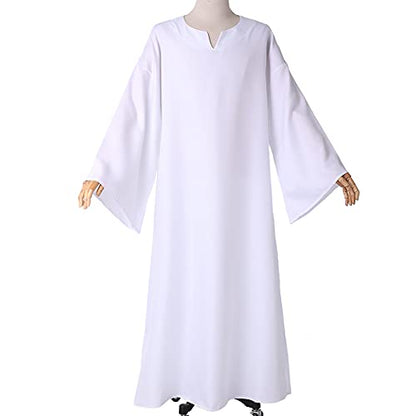 BLESSUME Medieval Wicca Pagan Ritual Robe with Belt - color: White, size: Medium