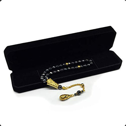 Design - Long & Stylist Tassels Worry Beads - Prayer Beads (8 mm-33 Beads) Tesbih-Tasbih-Tasbeeh-Misbaha-Subha-Sebha-Sibha-Rosary (Non-Magnetic Faceted Hematite 8mm 33 Beads & Bracelet) - color: Non-Magnetic Faceted Hematite 8mm 33 Beads & Bracelet