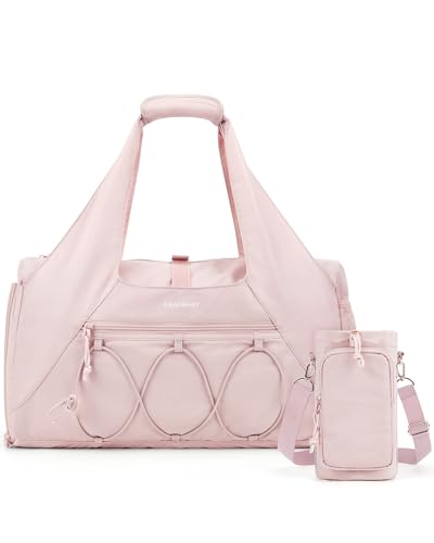 BAGSMART Gym Bag for Women, Lightweight Duffel with Shoe Compartment, Tote Bag with Wet Pocket for Yoga Travel, Pink - color: A-Pink