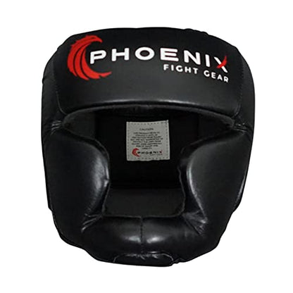 Flight Headgear w/Cheek and Chin Support, Leather Sparring Headgear, Boxing, MMA, Muay Thai Kickboxing, Mixed Martial Arts, UFC - color: Black, size: Large