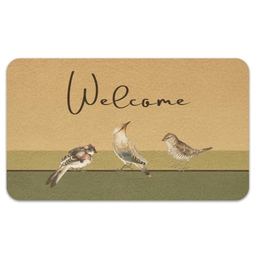 Welcome Door Mat,Bird Outdoor Non-Slip Rubber Rugs Doormats,Retro Farmhouse Decor Doormat for Outdoor Indoor Home Entrance 30"x17" - color: Bird