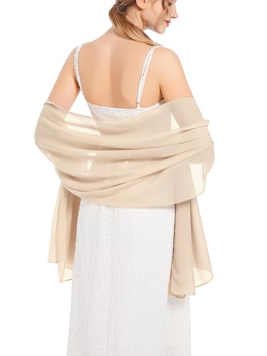 Shawls and Wraps Soft Chiffon Scarve Scarf For Evening Party Dresses Wedding Stole - color: Champagne1