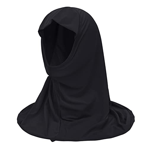Girls Instant Hijab Muslim Arab Scarf Shawls Neck Wrap Kids Islamic Solid Color Headscarf Turban for 7-12 Years Old - color: Black