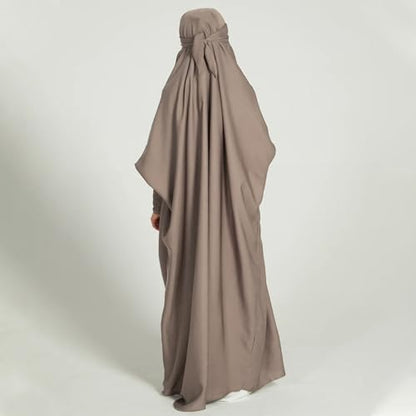 ODIZLI Muslim One Piece Prayer Hijab Dress Women Hooded Abaya Full Cover Islam Dubai Modest Robe - color: Gray Kids, size: 11-12 Years