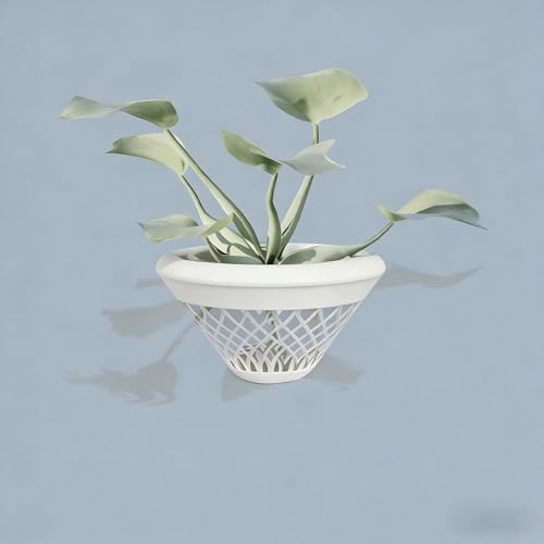 Floating Aquarium Plant Basket for Fish Tank | 3D Printed Miniature Hydroponic Aquatic Plant Holder Cup for Surface Aquascaping & Water Plant Root Containment (White, 3.15x2.36 Inches)