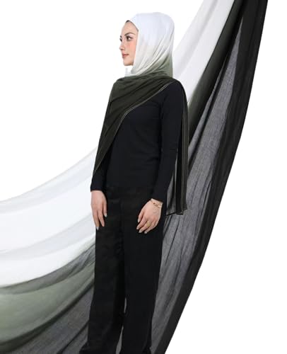 Special Ombre Modal Cotton Hijab Scarf for Women, Graceful Gradient Muslim Head Scarfs - color: Ombre Green