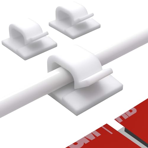 Cable Clips 60pcs with Strong Adhesive Tapes,Wire Holder Organizer Cord Management for Car, Office and Home (White- CC04(60PCS)) - color: White- CC04(60PCS)