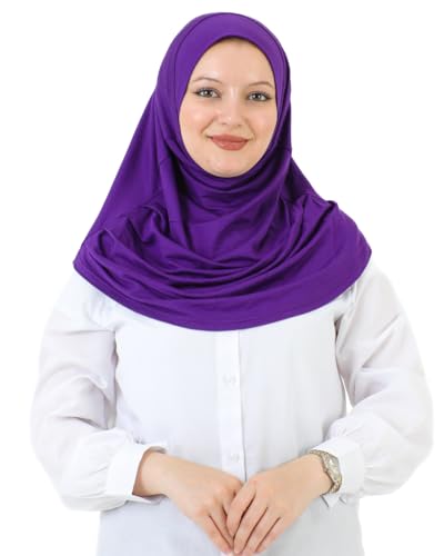 Prien Plain Ready To Wear Hijab for Women, Muslim Instant Turbans, Soft Jersey Scarf, Islamic Clothes, Long Hijabs, Abaya - color: Purple