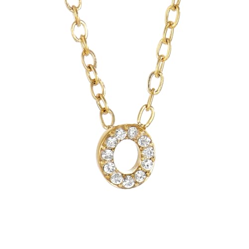 Small Letter Necklace for Women 18K Gold Plated Cubic Zirconia Tiny Initial Necklace Dainty Personalized Name Necklaces - color: O-Gold
