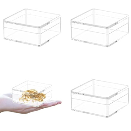 Acrylic Box 4 Packs Clear Square Cube Acrylic Decorations Box Acrylic Candy Box with Lid Transparent Storage Containers Small Acrylic Display Box for Jewelry 4 * 4 * 2.4 Inch - size: 4 x 4 x 2.4 Inch