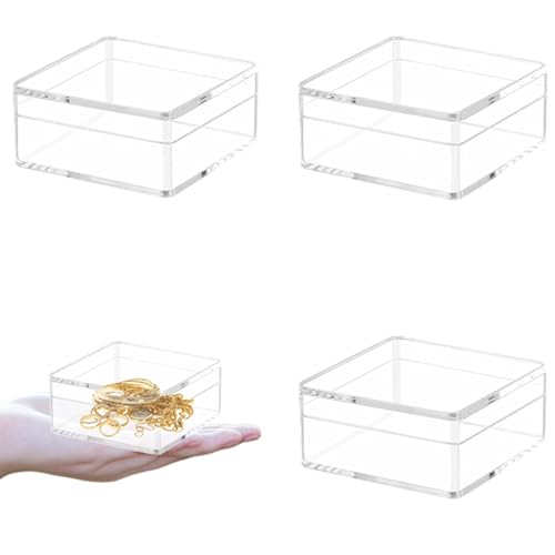Acrylic Box 4 Packs Clear Square Cube Acrylic Decorations Box Acrylic Candy Box with Lid Transparent Storage Containers Small Acrylic Display Box for Jewelry 4 * 4 * 2.4 Inch - size: 4 x 4 x 2.4 Inch