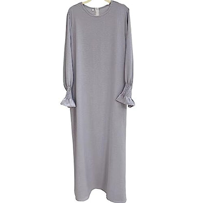 Women Prayer Dress Muslim Ramadan Garment Abaya Dubai Islam Jilbeb Long Dress Without Hijab - color: Light Grey, size: Large