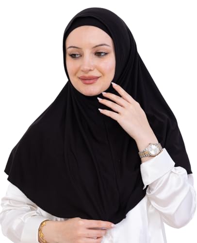 Prien Instant Hijab For Women, Muslim Long Scarf, Undercap Turban Set, Turkish Islamic Clothing, Prayer Clothes For Abaya - color: Black