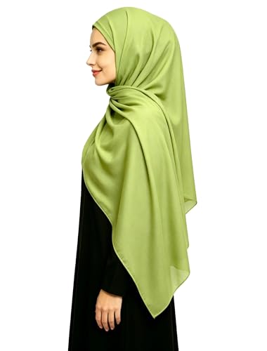 Lina & Lily Non-see-through Premium Jersey Maxi Hijab Head Scarf Wrap for Muslim Women - color: Lime Green