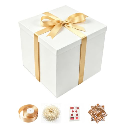 PACKGILO Large White Gift Box with Lid 12x12x10 Inches White Box - color: 12X12X10Inch-White-Pack of 1