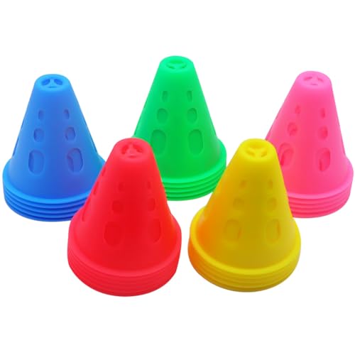 FZBNSRKO 20pcs Mixed Color Mini Sports Training Cones Training Cones for Kid Adult Plastic Windproof Roadblock Traffic Road Cones for Roller Skating and Skate Practice