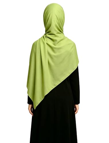 Lina & Lily Non-see-through Premium Jersey Maxi Hijab Head Scarf Wrap for Muslim Women - color: Lime Green