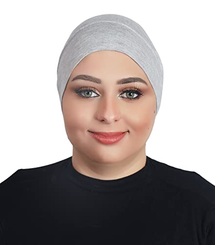 AL AMIRA Under Scarf Hijab Tube UNDERSCARVES Bonnet Chemo Hat Cotton Fabric 20 Colors - color: Heather Gray
