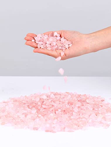 LAIDANLA Rose Quartz Crushed Stone Crystal Chips Bulk Natural Gemstones Healing Reiki Crystals Mini Quartz Vase Filler Aquarium Gravel 0.55lb - color: Pink-rose Quartz, size: 0.55 Pound-（0.28"-0.35"）