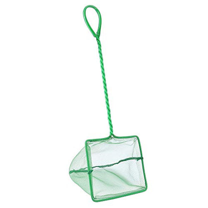 Lpraer 4in 5in 6in Aquarium Fish Net Green Fine Mesh Nylon Net Collection with 11" Long Handle Square Quick Catch Fish Net for Fish Tank - color: Green, size: 5 inch