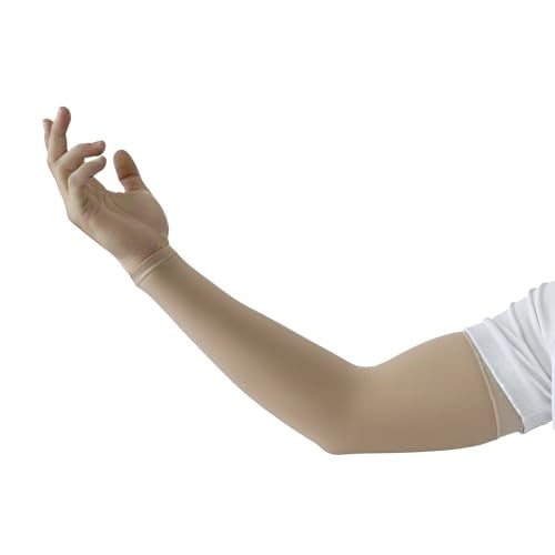 Premium Women's Golf Sheer Arm Sleeves (40D) MADE IN KOREA [SKIN TIGHT] UV‑Protective, Cooling, Quick Dry - color: Sheer Natural [Wrist Length], size: Small to Medium
