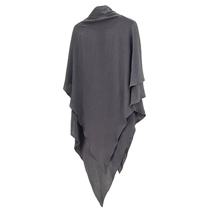 khalat Womens Muslim Prayer Dress Front Zipper Kaftan Islamic Robe Modest Solid Abayas for Women Muslim - color: Dark Gray+hijab