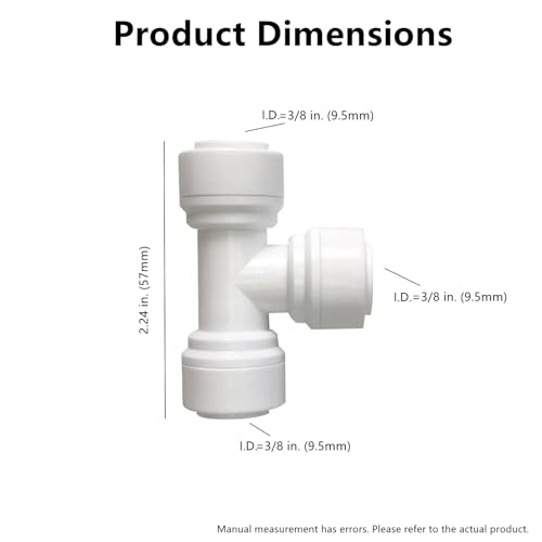 3/8 inch Tee Connector Push to Connect Fittings Plastic Quick Fitting for Water Purification & RO System (10, 3/8" Tube O.D.) - style: 3/8 inch T connect(10)