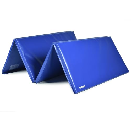 Greatmats Gym Mats 4x8 Ft x 1-3/8 Inch Folding, Home Exercise Pad For Gymnastics, Tumbling, Cheerleading, Martial Arts, (Blue)