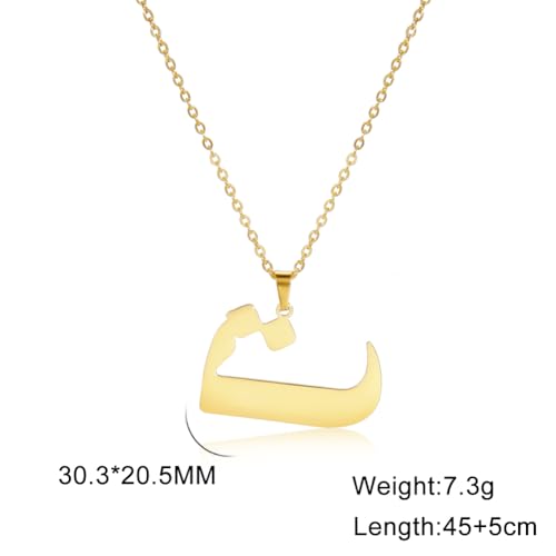 Stainless Steel Arabic Letter 'Alif' Pendant Necklace, Unisex Initial Jewelry - color: Style 03, size: Gold Color