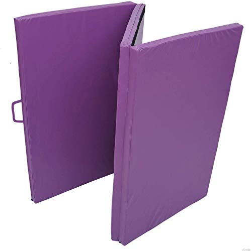 Exercise Mat 6’x4’ Tri-Fold 2" Thick Folding Gymnastics Tumble Mat, 2 Carrying Handles for Yoga, Aerobics, Mixed Martial Arts, Home Gym Protective Flooring Workout Mat Purple