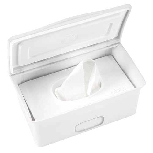 Ubbi Baby Wipes Dispenser | Baby Wipes Case | Baby Wipes Holder with Weighted Plate, Keeps Wipes Fresh and Non-Slip Rubber Feet, White - color: White Wipes Dispenser, size: 1 Count (Pack of 1)