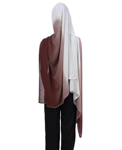 Special Ombre Modal Cotton Hijab Scarf for Women, Graceful Gradient Muslim Head Scarfs - color: Ombre Coffee