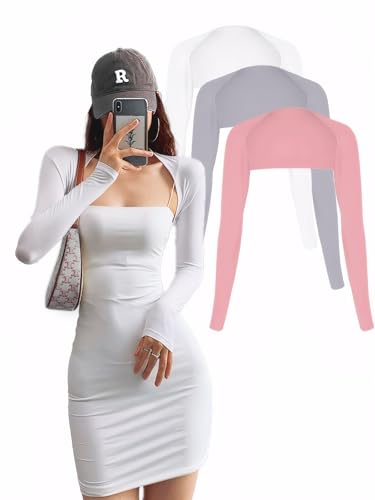 Shawl Arm Sleeves, Sun Sleeves Comfortable & Breathable Sports Shrug for Women Men Womens Arm Covers - color: White+pink+light Grey, size: One Size