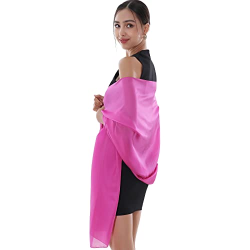 RIIQIICHY Women Shawls and Wraps for Evening Dresses Like Chiffon Silk Scarf Formal Silky Pashmina Shawls for Weddings - color: Rose Pink
