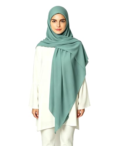 Lina & Lily Premium Chiffon Hijab Head Scarf Shawl Wrap for Muslim Women Square 58'' x 58'' - color: Sage Green