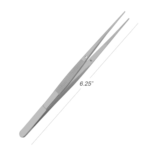 Fine Point - Micro Tweezers Forceps - Splinter Remover Pliers College Cotton Pliers Stainless Steel (Straight 6") - size: Straight 6"