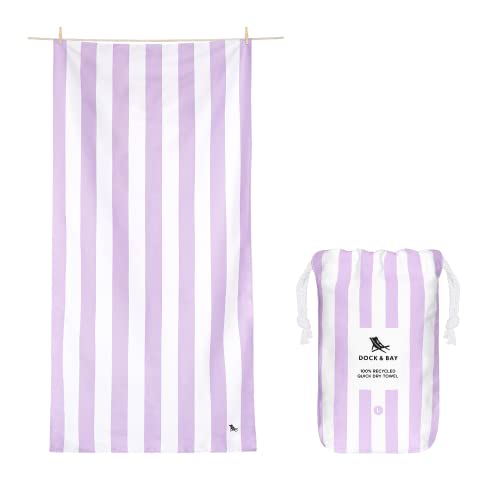 Dock & Bay Beach Towel - Quick Dry, Sand Free - Compact, Lightweight - 100% Recycled - Includes Bag - Cabana Light - Lombok Lilac - Large (160x90cm, 63x35) - color: Cabana Light - Lombok Lilac, size: Large (160x90cm, 63x35")