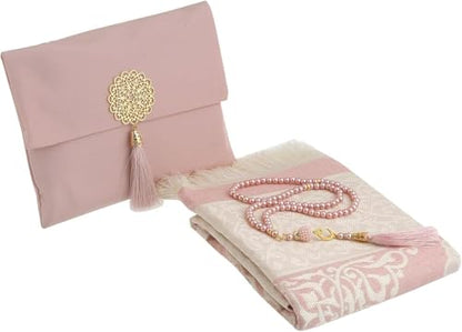 Premium Area Rug for Islamic Prayers - Muslim Prayer Mat and Rug for Men with Arabic Gifts - Traditional Islamic Prayer Rug Islam - سجادة صلاة Included - color: Powder Pink