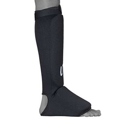 UFG Ultimate - Cloth Shin Instep Guard - Karate MMA Boxing Muay Thai Training Protection - color: Black, size: Small-Medium