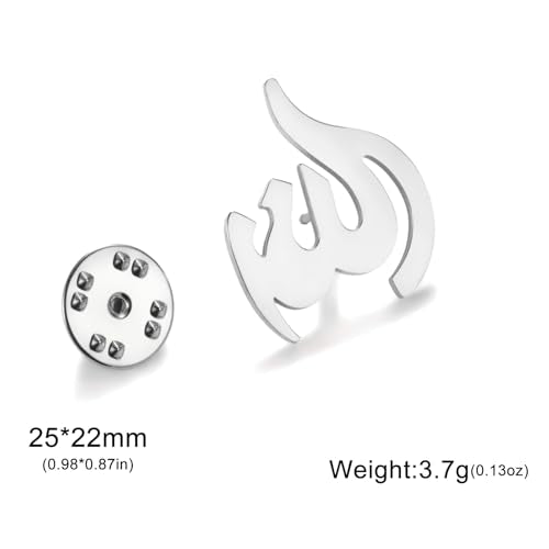 Dreamtimes Islamic Allah Ayatul Kursi Stainless Steel Brooch Pin for Men- Elegant Hijab Pin Muslim Women Jewelry Durable Quran Pendant for Prayer Gift for Eid & Ramadan - color: Silver-2