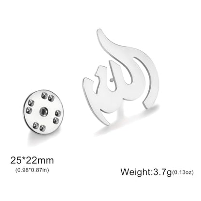 Dreamtimes Islamic Allah Ayatul Kursi Stainless Steel Brooch Pin for Men- Elegant Hijab Pin Muslim Women Jewelry Durable Quran Pendant for Prayer Gift for Eid & Ramadan - color: Silver-2