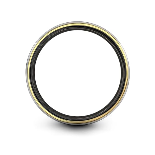 Tasbih Prayer Beads Ring - Gift for Muslim - Tungsten Carbide - Band - Black Yellow Gold Silver - Flat Dome Bevel - Men Women - Personalized Custom Engraving - 8mm - Anniversary Engagement Wedding - color: 15 - Yellow Gold Black Grey Tungsten