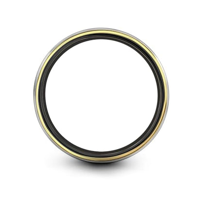Tasbih Prayer Beads Ring - Gift for Muslim - Tungsten Carbide - Band - Black Yellow Gold Silver - Flat Dome Bevel - Men Women - Personalized Custom Engraving - 8mm - Anniversary Engagement Wedding - color: 15 - Yellow Gold Black Grey Tungsten