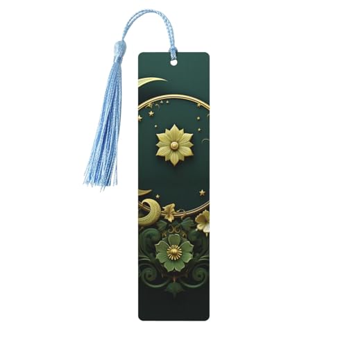5 Pieces Wood Bookmark for Men Women Ramadan on Green Wallpaper Wooden Bookmarks Unique Handmade Book Marks with Tassel Pendant Craft Bookmark for Book Lovers Birthday Teachers Gift - color: Sky Blue