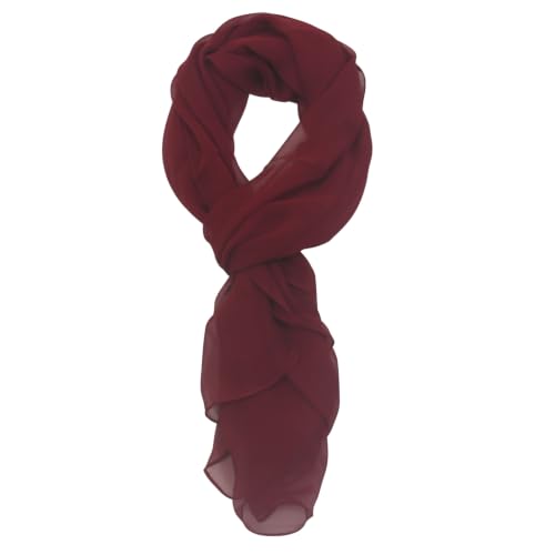 PANTONIGHT Long Chiffon Sheer Scarf For womens - color: 069 Plain Cherry