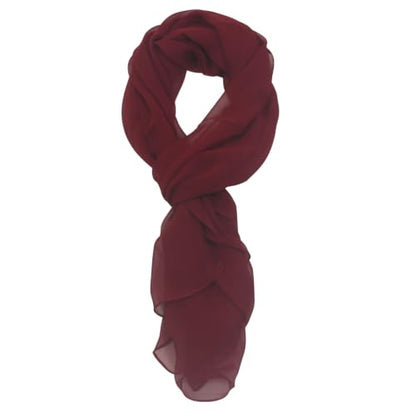 PANTONIGHT Long Chiffon Sheer Scarf For womens - color: 069 Plain Cherry