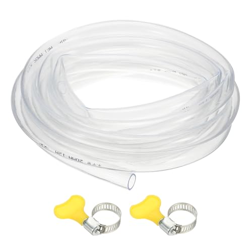 PATIKIL 1pcs Plastic Tubing, 20mm x 24mm x 5M Vinyl Tubing Clear Tube with Hose Clamps, Soft Hose Line Pipe for Multipurpose Industrial Vinyl Aquarium - size: 20mm x 24mm x 5M