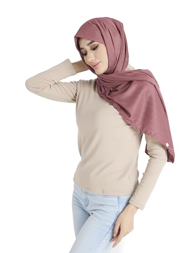 Ribbed Jersey Hijab Scarf for Women, Hijab for Women Muslim Breathable Stretchy Hajib - color: Mauve