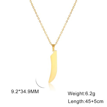 Stainless Steel Arabic Letter 'Alif' Pendant Necklace, Unisex Initial Jewelry - color: Style 01, size: Gold Color