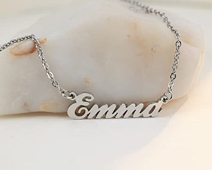 Name Necklace Personalized Engraved Name Pendant for Womens Friends - style: Brat - Silver